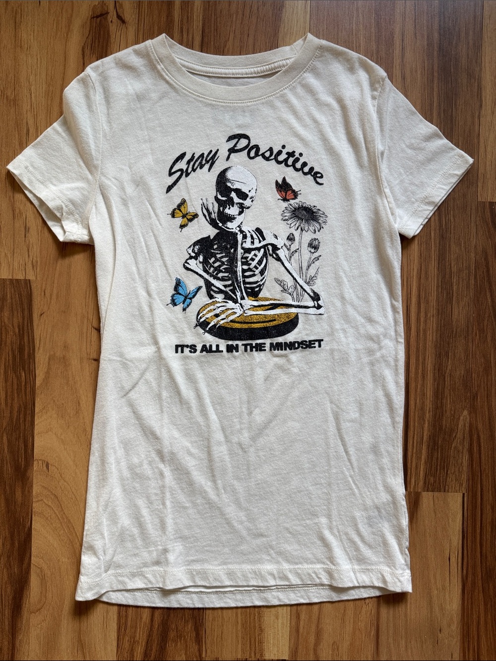 Free State White Graphic 'Stay Positive' Tee with Colorful Accents